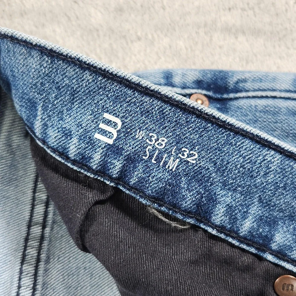Mott & Bow Warren Slim‎ Straight Jeans Mens 38x32 Blue Stretch Denim Medium Wash